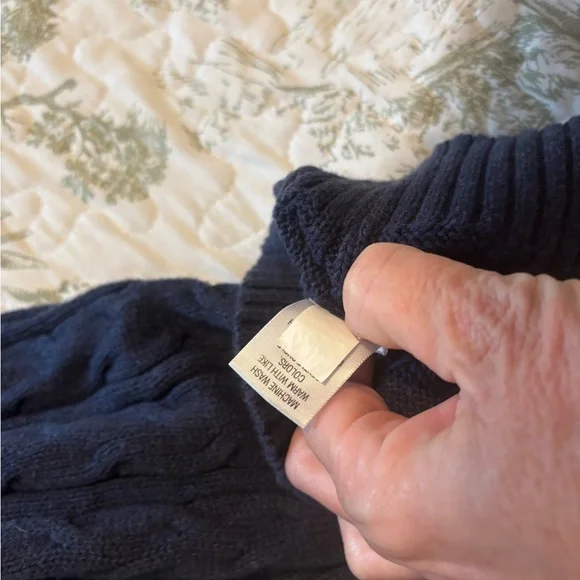 Croft & Barrow sz S Navy Blue V-Neck Sweater cable knit cotton layering preppy - Picture 7 of 15